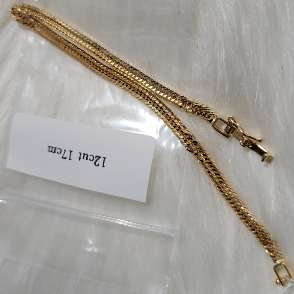 Real Solid K18 Japan Gold Bracelet 17cm
